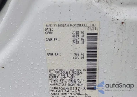 2021 Nissan Altima Sr Intelligent Awd from USA, damaged, VIN 1N4BL4CW2MN353748